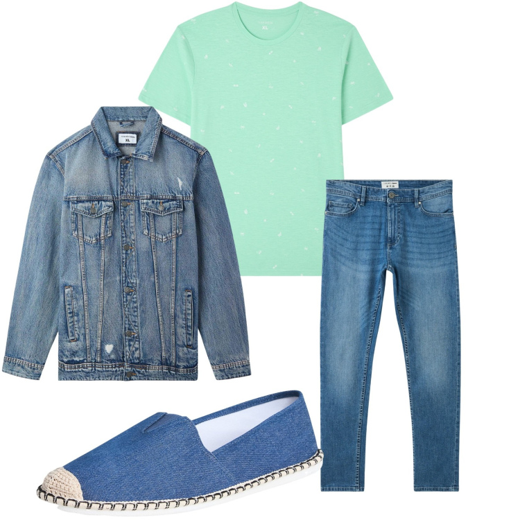 Outfit uomo - Total look #2234080. Stile Casual per Tutti i giorni. Abbinamento con t-shirt, espadrillas, jeans skinny, giacche.