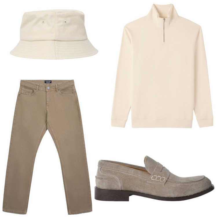 Outfit uomo - Mocassino ricercato. Stile Casual per Ufficio. Abbinamento con cappelli, jeans, felpe, scarpe stringate.