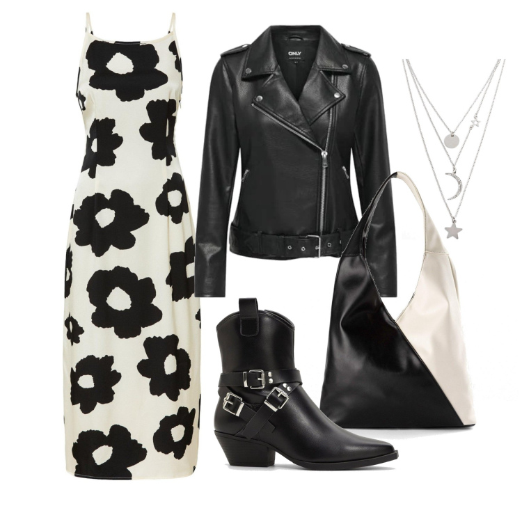 Outfit femme - Août. Style Glamour pour Tous les jours. Assortir avec robes, colliers, sac cabas, bottines texanes, vestes.