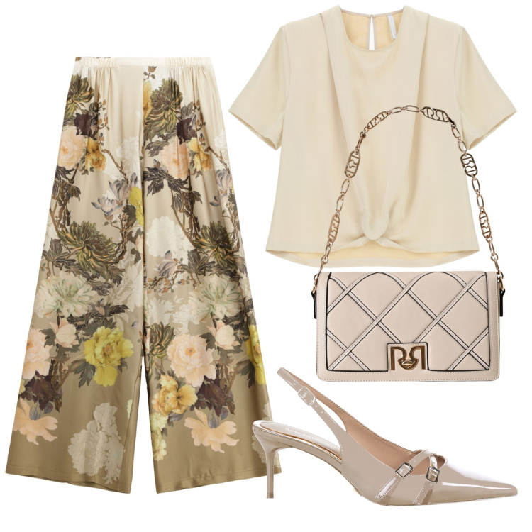 Outfit donna - Total look #2234346. Stile Casual chic per Ufficio. Abbinamento con borse a tracolla, décolleté, bluse, pantaloni a palazzo.