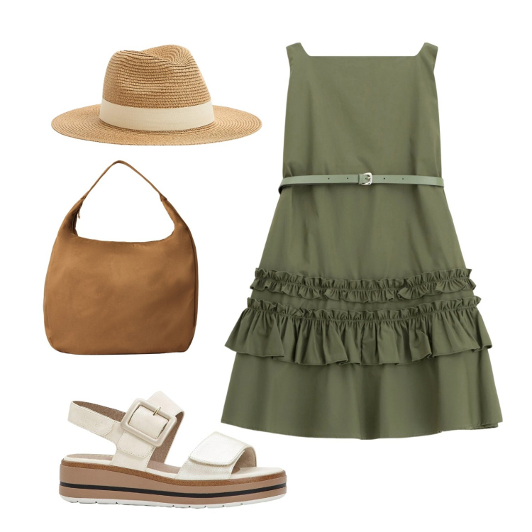 Outfit donna - Comoda tra i borghi d\'italia. Stile Boho per Tutti i giorni. Abbinamento con sandali, cappelli, borse a mano, vestiti corti.