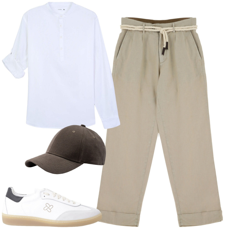 Outfit uomo - Total look #2234662. Stile Trendy per Tutti i giorni. Abbinamento con camicie, sneakers, pantaloni chino, cappelli con visiera.