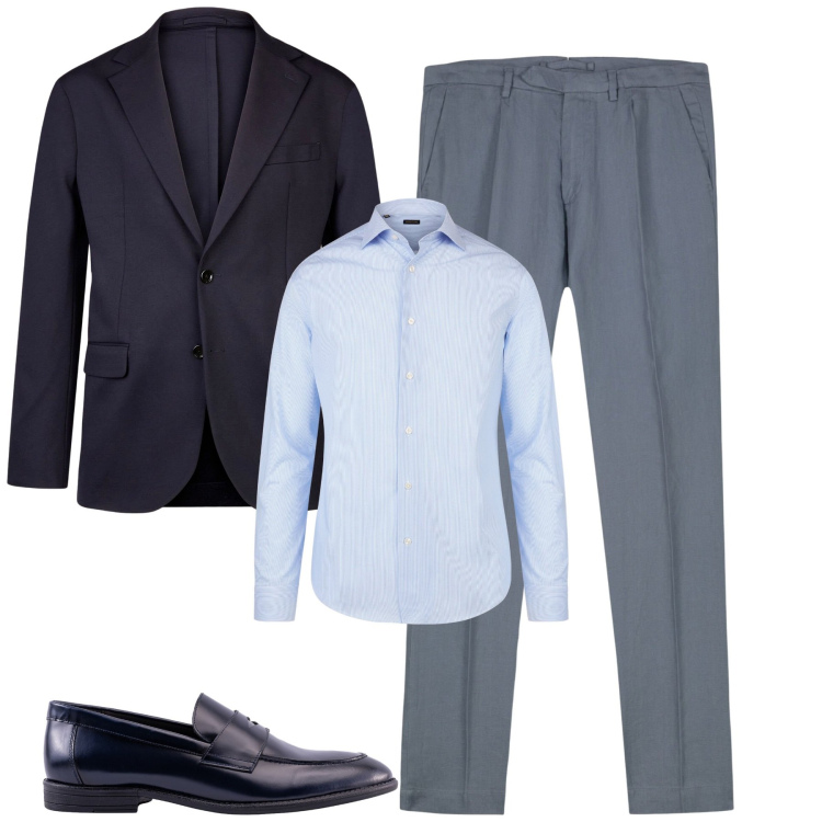Outfit uomo - Total look #2234667. Stile Business/Elegante per Ufficio. Abbinamento con giacche, camicie, pantaloni, scarpe stringate.