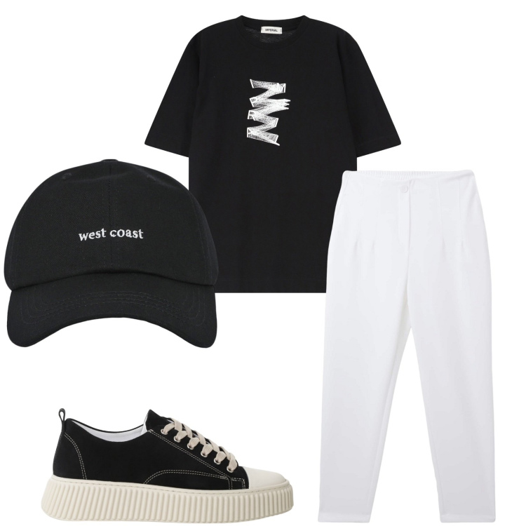 Outfit uomo - Total look #2234699. Stile Casual per Tutti i giorni. Abbinamento con cappelli con visiera, pantaloni chino, t-shirt, sneakers.