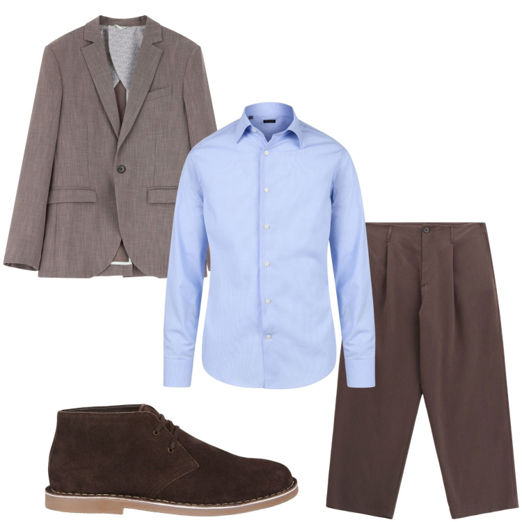 Outfit uomo - Classico. Stile Casual per Ufficio. Abbinamento con giacche, pantaloni, stivali e stivaletti, camicie.