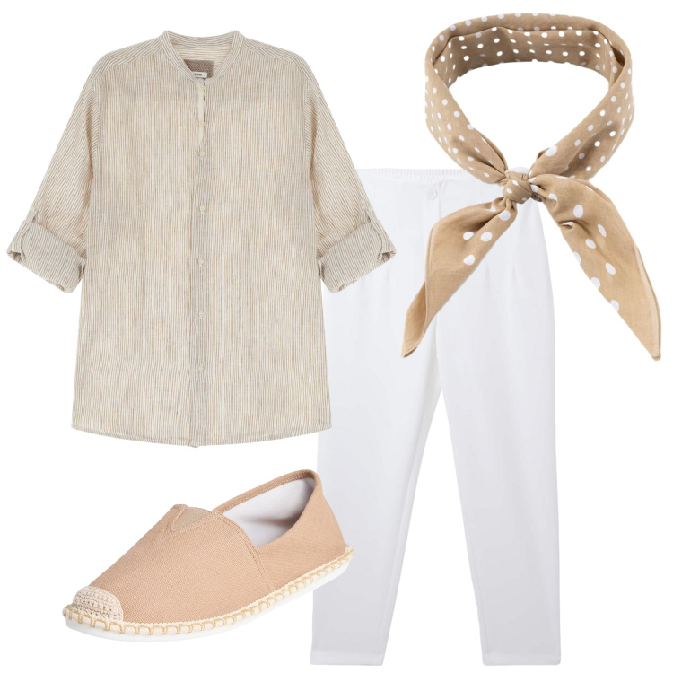Outfit uomo - La camicia in lino. Stile Trendy per Mare. Abbinamento con espadrillas, pantaloni chino, camicie, sciarpe e foulard.