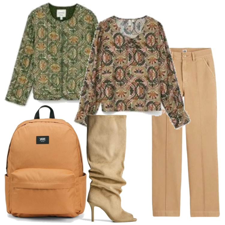 Outfit mujer - Vintage retrò #825. Estilo Vintage retrò para Oficina. Combinación con botas, pantalones, mochilas, blusas, blazers.