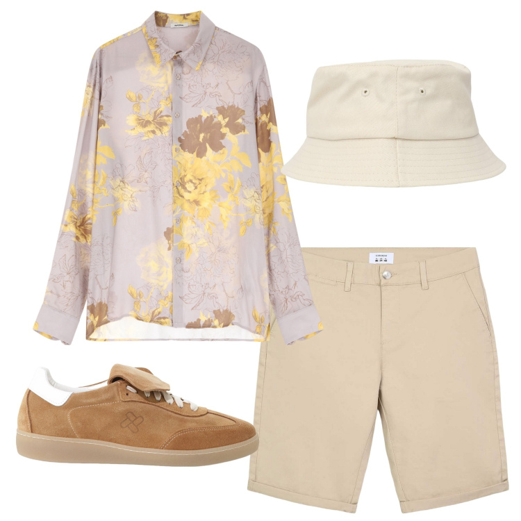 Outfit uomo - Serata cocktail. Stile Trendy per Mare. Abbinamento con cappelli, bermuda, camicie, sneakers.