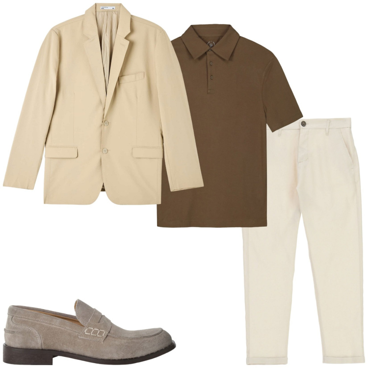 Outfit uomo - Ufficio easy. Stile Casual per Ufficio. Abbinamento con giacche, scarpe stringate, pantaloni, polo.