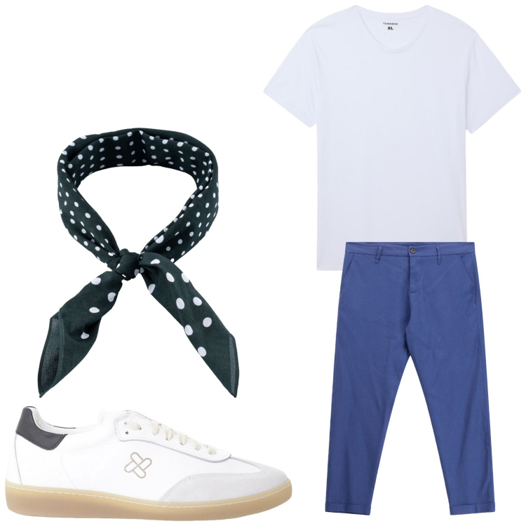Outfit uomo - Che classe. Stile Casual per Tutti i giorni. Abbinamento con t-shirt, sneakers, pantaloni, sciarpe e foulard.