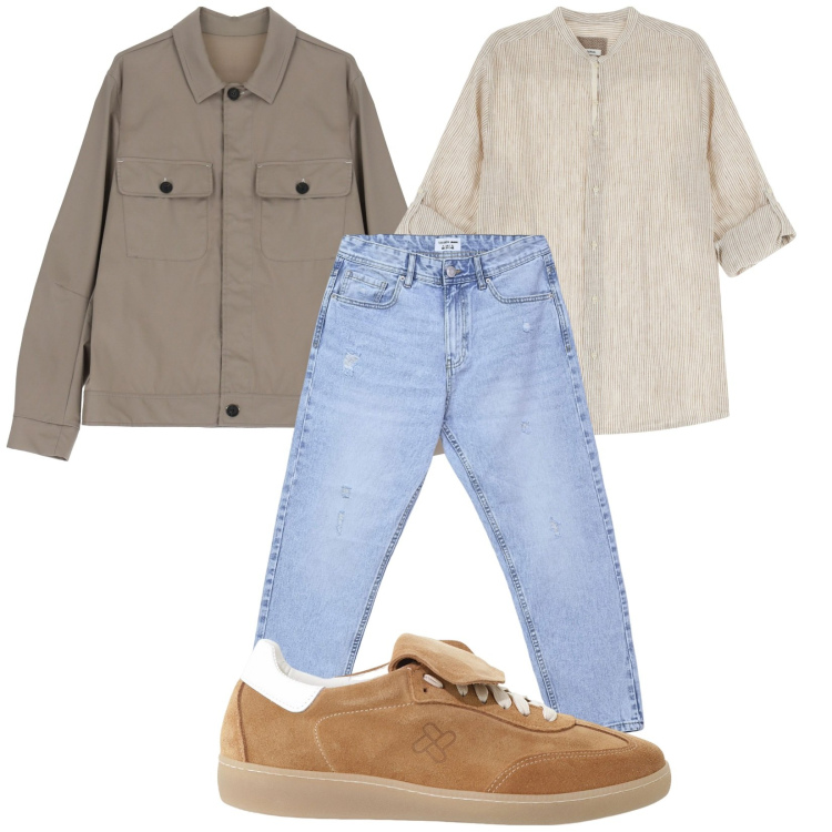 Outfit uomo - Total look #2235016. Stile Casual per Tutti i giorni. Abbinamento con jeans strappati, sneakers, camicie, giacche.