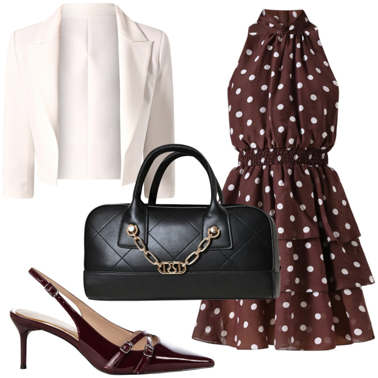 Outfit donna - Back to style: il rientro con stile. Stile Chic per Ufficio. Abbinamento con vestiti senza maniche, blazer, borse a mano, décolleté.