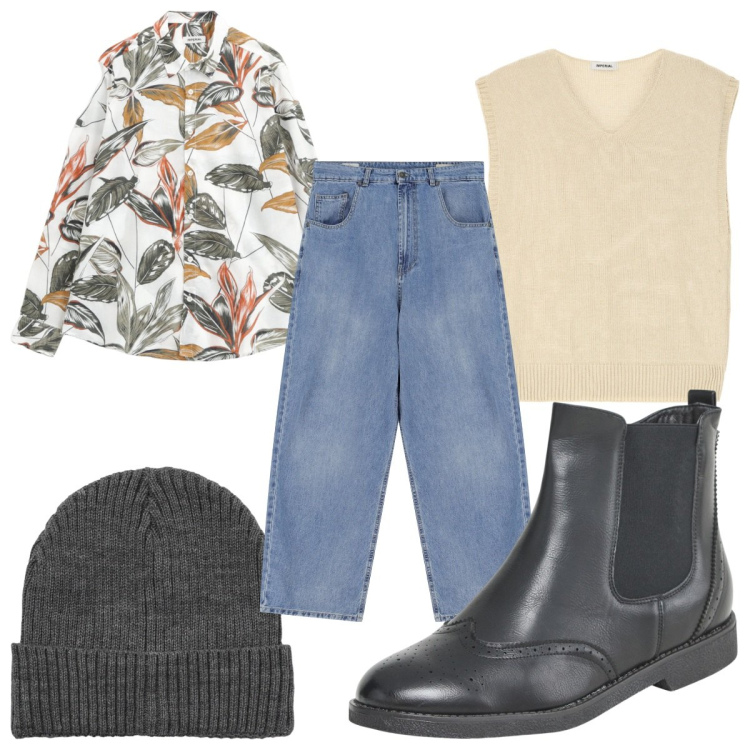 Outfit uomo - Total look #2235060. Stile Casual per Tutti i giorni. Abbinamento con stivali e stivaletti, berretti, jeans, camicie, maglieria.