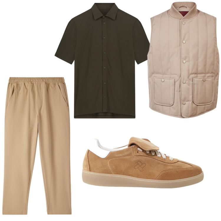 Outfit uomo - Un gilet 4 stagioni. Stile Trendy per Tutti i giorni. Abbinamento con pantaloni, sneakers, piumini, polo.