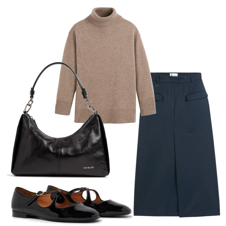 Outfit mujer - Urban style. Estilo Urban para Todos los días. Combinación con bailarinas, bandoleras, prendas de punto, falda longuette.