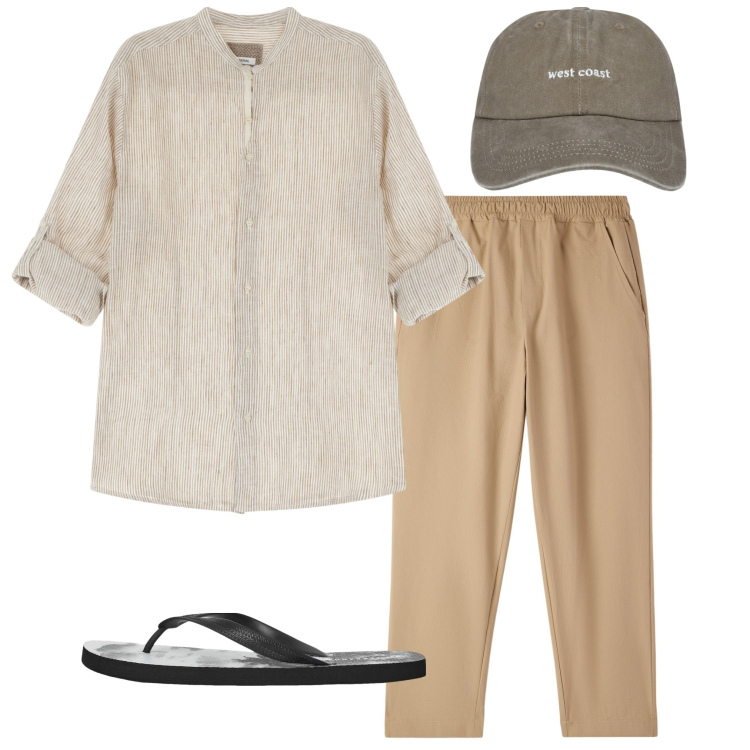 Outfit uomo - La camicia in lino. Stile Casual per Mare. Abbinamento con cappelli, sandali, pantaloni, camicie.