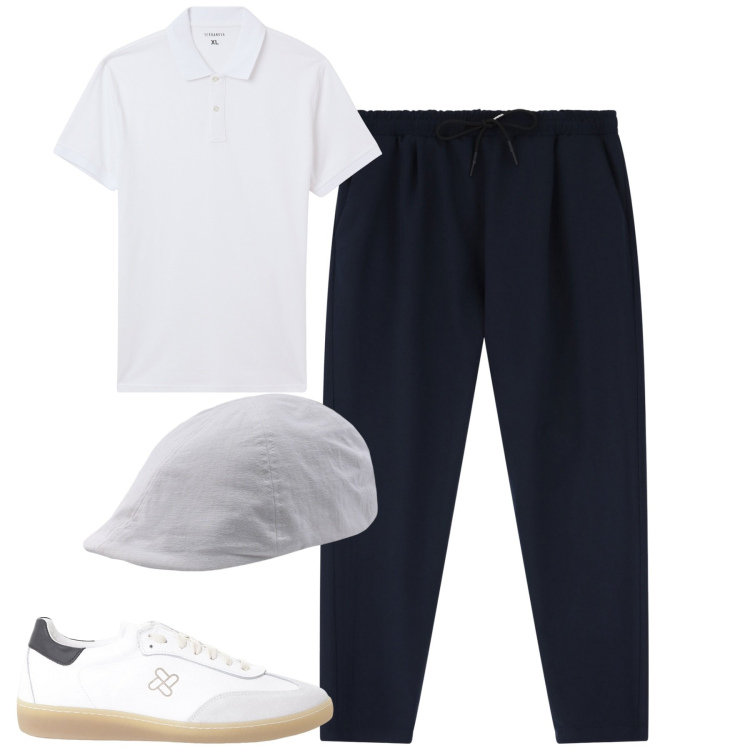 Outfit uomo - Total look #2235157. Stile Urban per Tutti i giorni. Abbinamento con polo, pantaloni, sneakers, cappelli con visiera.