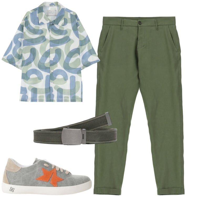Outfit uomo - Total look #2235161. Stile Casual per Tutti i giorni. Abbinamento con cinture, camicie a manica corta, sneakers, pantaloni.