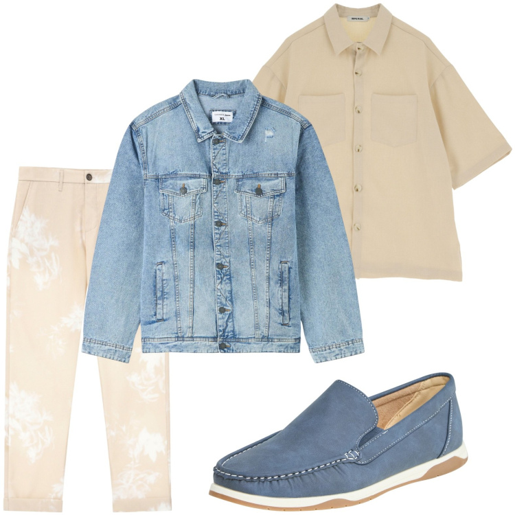 Outfit uomo - Denim casual. Stile Casual per Tutti i giorni. Abbinamento con giacche, scarpe stringate, pantaloni, camicie a manica corta.