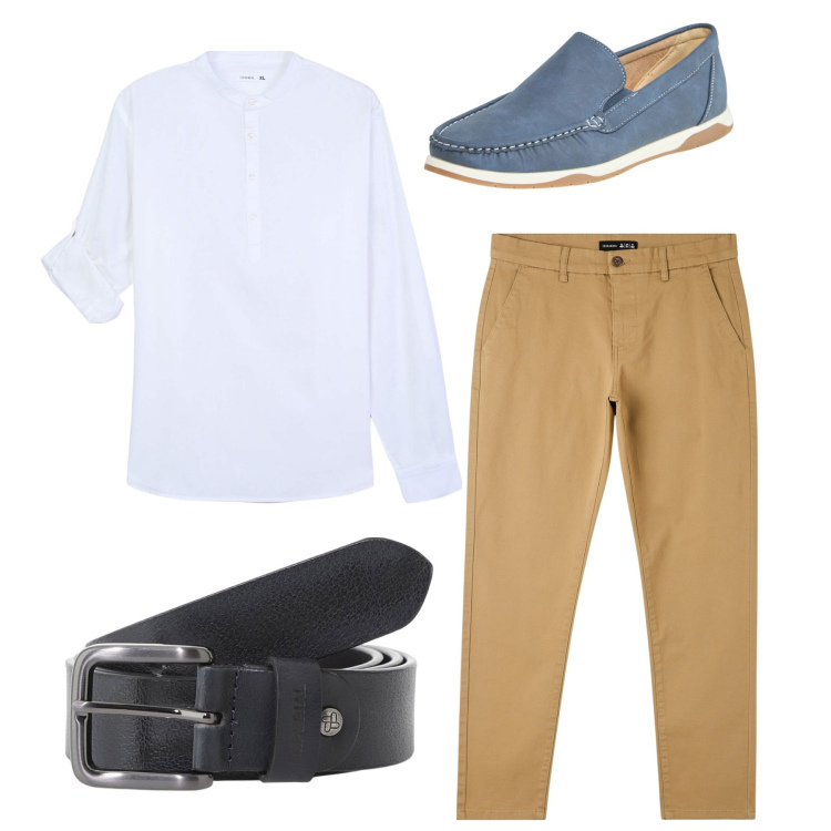 Outfit uomo - Total look. Stile Casual per Tutti i giorni. Abbinamento con pantaloni skinny, scarpe stringate, camicie, cinture.