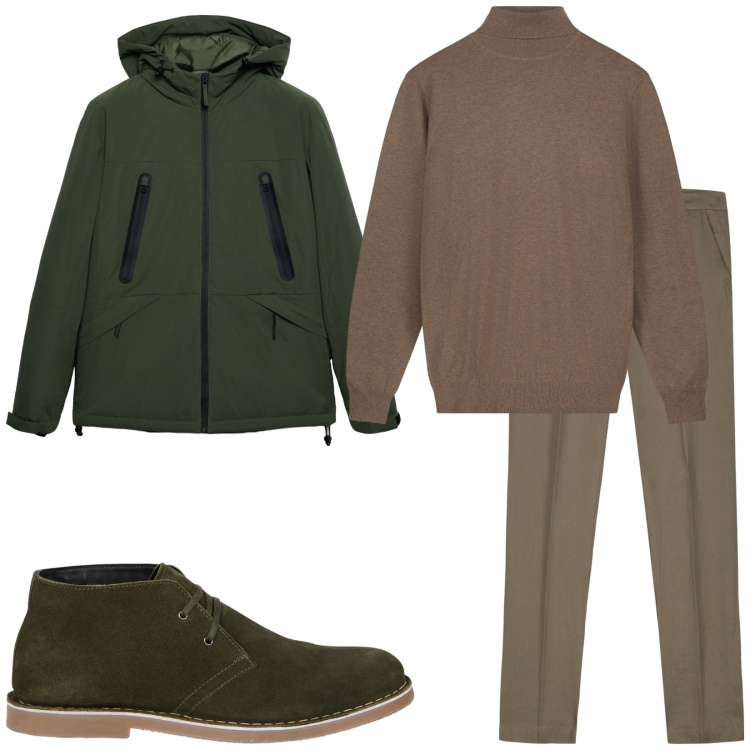 Outfit uomo - Total look #2235252. Stile Urban per Ufficio. Abbinamento con giacche, pantaloni, stivali e stivaletti, maglieria.