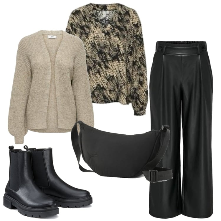 Outfit mujer - Urban outfit. Estilo Urban para Todos los días. Combinación con cárdigans, pantalones, bandoleras, botines chelsea, blusas.