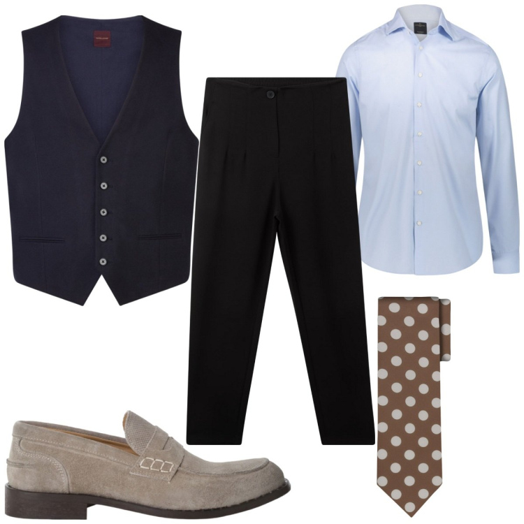 Outfit uomo - Total look #2235289. Stile Business/Elegante per Ufficio. Abbinamento con pantaloni chino, scarpe stringate, camicie, cravatte, gilet.