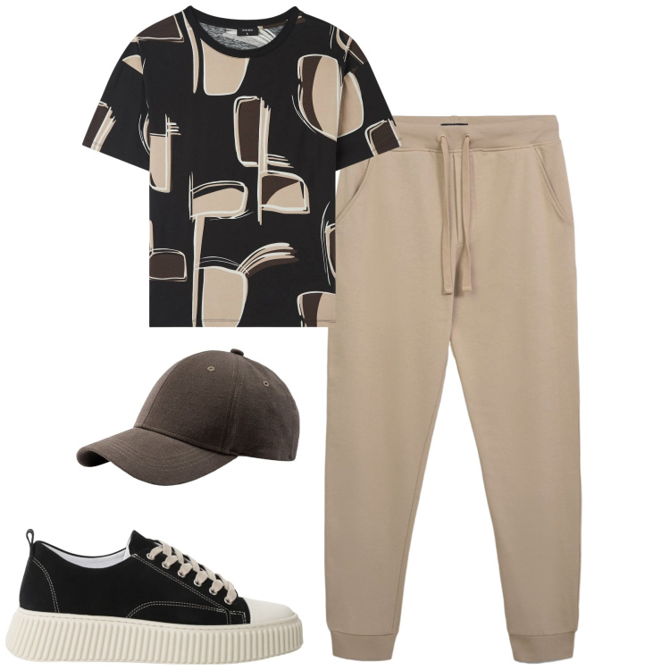 Outfit uomo - Total look #2235313. Stile Casual per Tutti i giorni. Abbinamento con t-shirt, pantaloni, sneakers, cappelli con visiera.