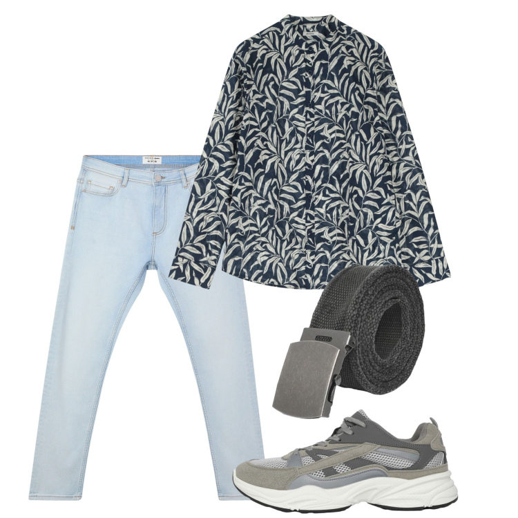 Outfit uomo - Agosto. Stile Casual per Tutti i giorni. Abbinamento con jeans skinny, sneakers, cinture, camicie.
