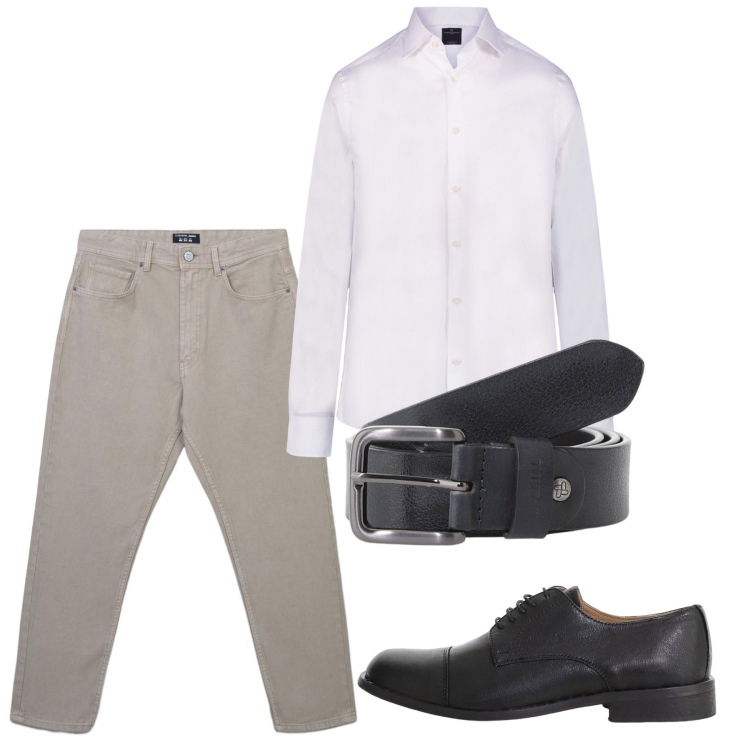Outfit uomo - Agosto. Stile Casual per Tutti i giorni. Abbinamento con jeans, cinture, scarpe stringate, camicie.