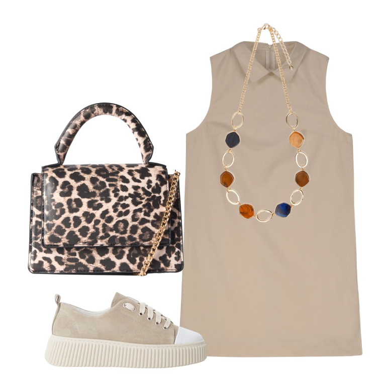 Outfit donna - Total look #2235337. Stile Minimal per Tutti i giorni. Abbinamento con borse a tracolla, sneakers, collane, vestiti a tubino.