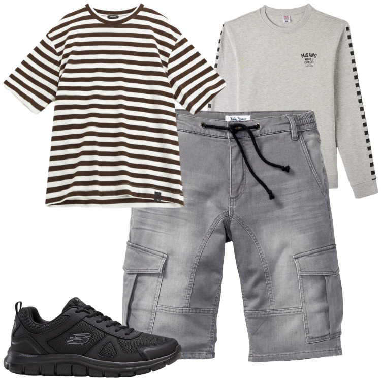 Outfit uomo - Total look #2235373. Stile Casual per Tutti i giorni. Abbinamento con bermuda, sneakers, felpe, t-shirt.