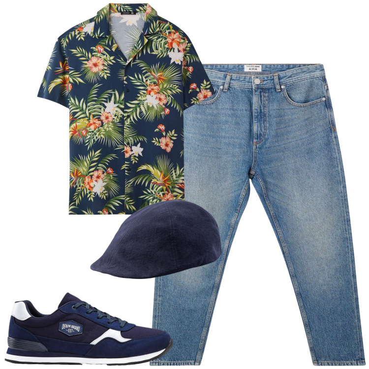 Outfit uomo - Total look #2235375. Stile Casual per Tutti i giorni. Abbinamento con sneakers, jeans, camicie a manica corta, cappelli con visiera.