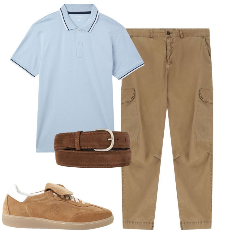 Outfit uomo - Total look #2235394. Stile Casual per Tutti i giorni. Abbinamento con polo, sneakers, pantaloni cargo, cinture.