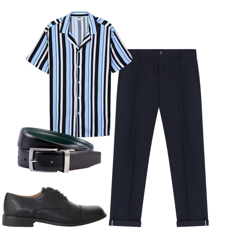 Outfit uomo - Total look #2235397. Stile Urban per Tutti i giorni. Abbinamento con camicie a manica corta, scarpe stringate, pantaloni chino, cinture.