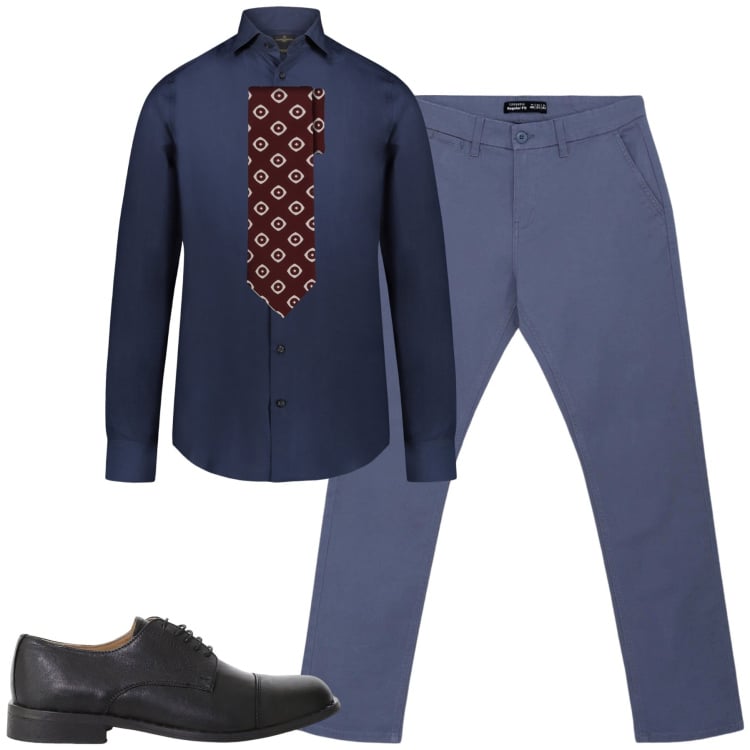 Outfit uomo - City. Stile Business/Elegante per Tutti i giorni. Abbinamento con pantaloni chino, scarpe stringate, camicie, cravatte.
