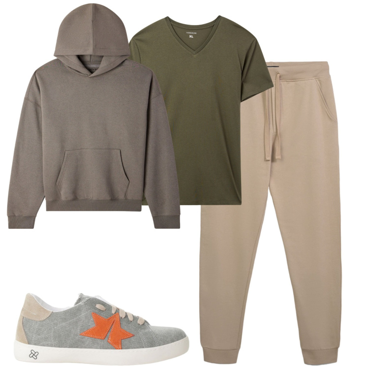 Outfit uomo - Total look #2235418. Stile Casual per Tutti i giorni. Abbinamento con t-shirt, pantaloni, felpe con cappuccio, sneakers.