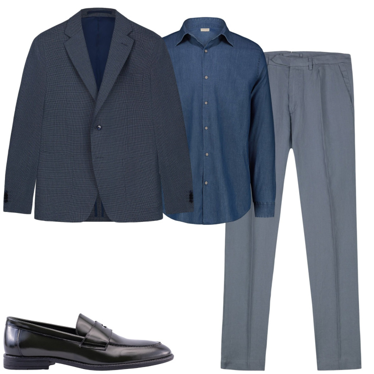 Outfit uomo - Total look #2235433. Stile Urban per Tutti i giorni. Abbinamento con pantaloni, camicie, scarpe stringate, giacche.