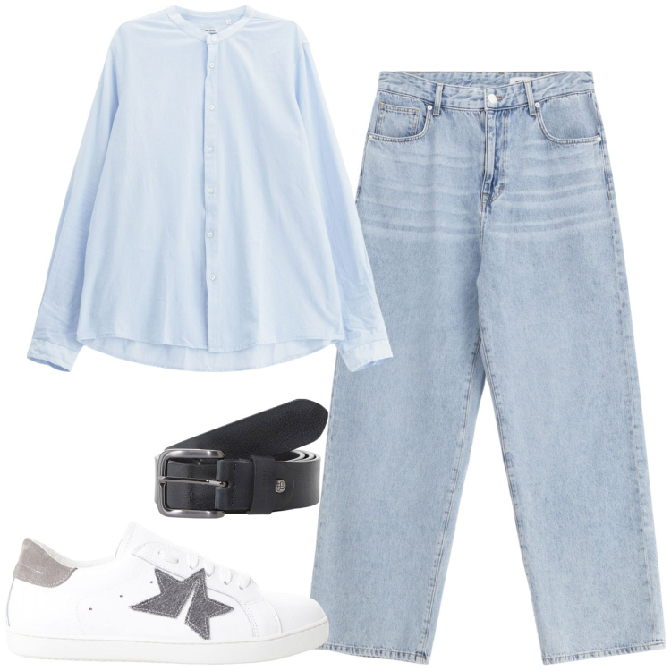 Outfit uomo - Total look #2235441. Stile Casual per Tutti i giorni. Abbinamento con camicie, jeans, cinture, sneakers.