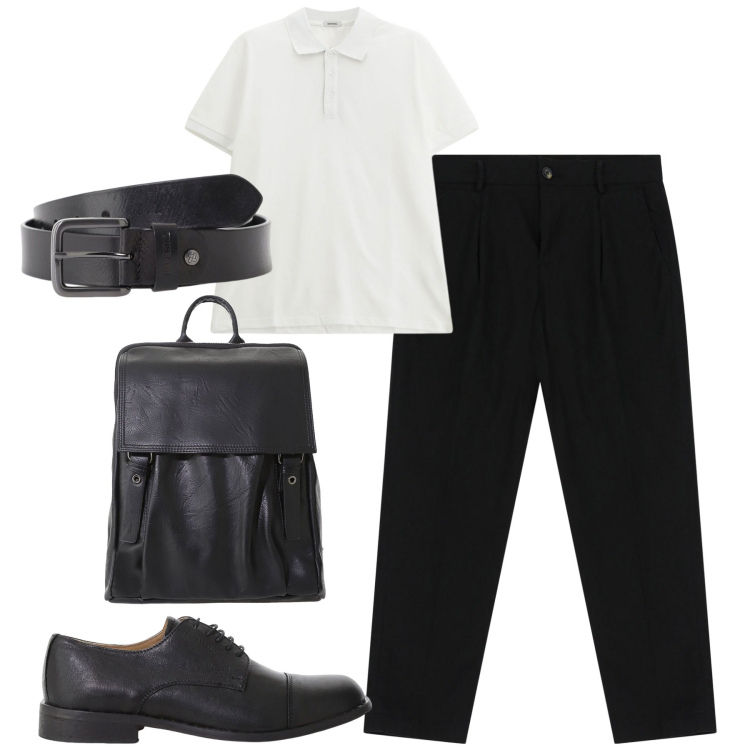 Outfit uomo - Total look #2235443. Stile Urban per Tutti i giorni. Abbinamento con pantaloni chino, cinture, borse sportive, scarpe stringate, polo.