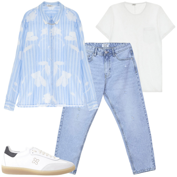 Outfit uomo - Total look #2235448. Stile Trendy per Tutti i giorni. Abbinamento con jeans strappati, sneakers, camicie, t-shirt.