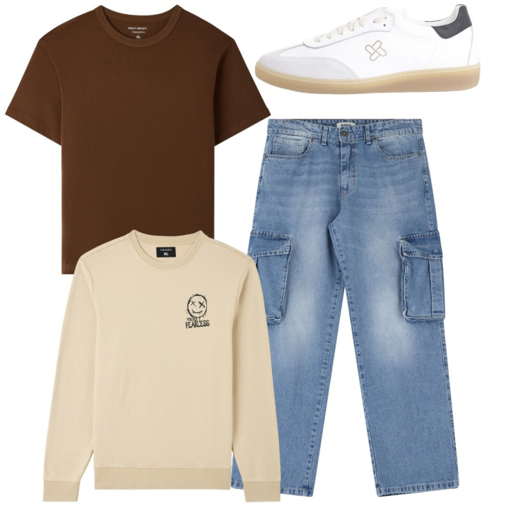 Outfit uomo - Total look. Stile Casual per Tutti i giorni. Abbinamento con felpe, t-shirt, sneakers, jeans.