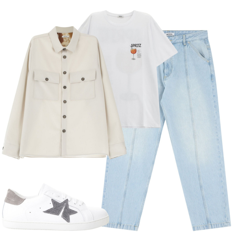 Outfit uomo - Total look #2235453. Stile Casual per Tutti i giorni. Abbinamento con camicie, jeans, sneakers, t-shirt.
