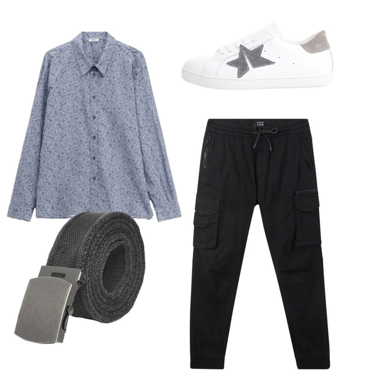 Outfit uomo - Total look #2235467. Stile Casual per Tutti i giorni. Abbinamento con cinture, pantaloni cargo, sneakers, camicie.