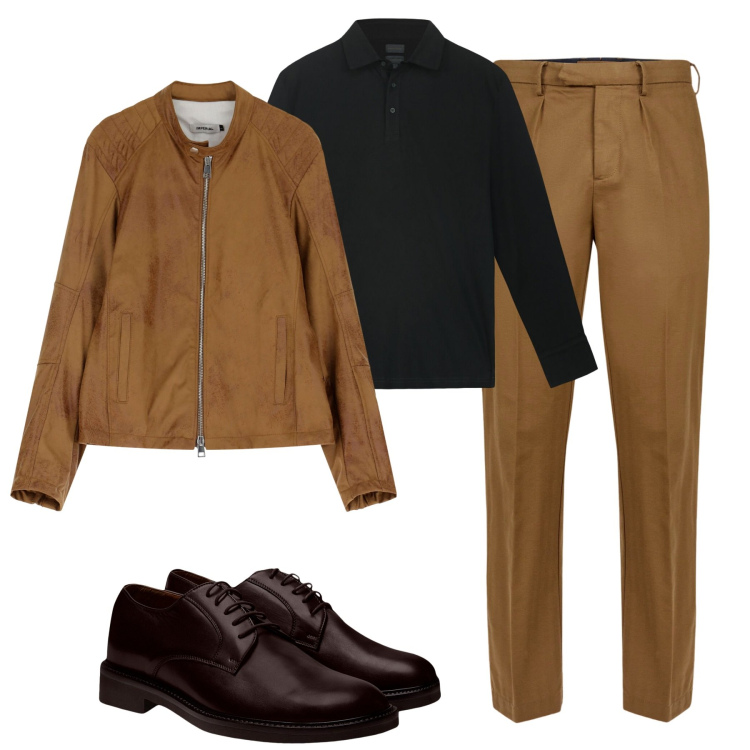 Outfit uomo - City. Stile Trendy per Tutti i giorni. Abbinamento con giacche, scarpe stringate, pantaloni, polo.