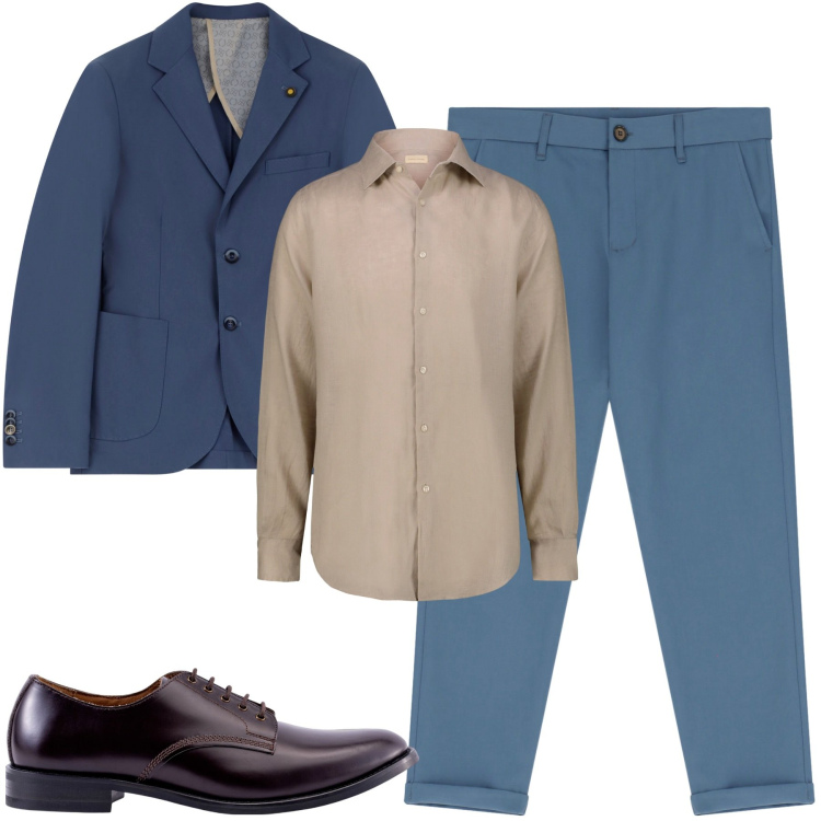 Outfit uomo - City. Stile Urban per Tutti i giorni. Abbinamento con giacche, pantaloni chino, camicie, scarpe stringate.