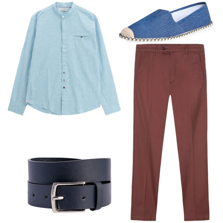 Outfit uomo - Total look #2235488. Stile Casual per Tutti i giorni. Abbinamento con espadrillas, camicie, cinture, pantaloni chino.