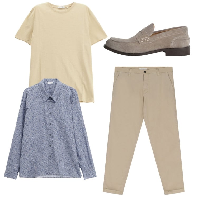 Outfit uomo - City. Stile Casual per Tutti i giorni. Abbinamento con pantaloni chino, scarpe stringate, t-shirt, camicie.