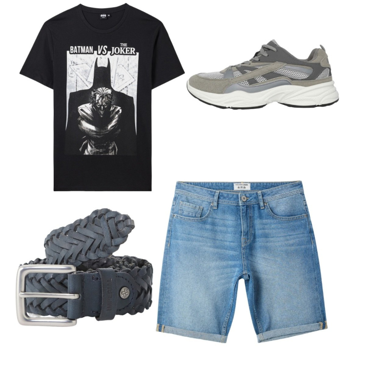 Outfit uomo - City. Stile Casual per Tutti i giorni. Abbinamento con t-shirt, bermuda, sneakers, cinture.
