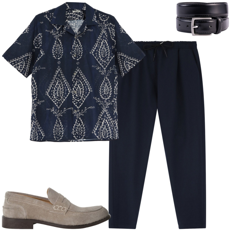 Outfit uomo - Total look #2235506. Stile Urban per Tutti i giorni. Abbinamento con pantaloni, scarpe stringate, camicie a manica corta, cinture.